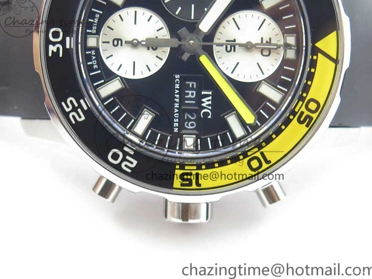 MIROTIME 0327 Aquatimer Chrono IW376702 SS BLS 1:1 Best Edition Black Dial on Black Rubber Strap A WellDesigned 7105